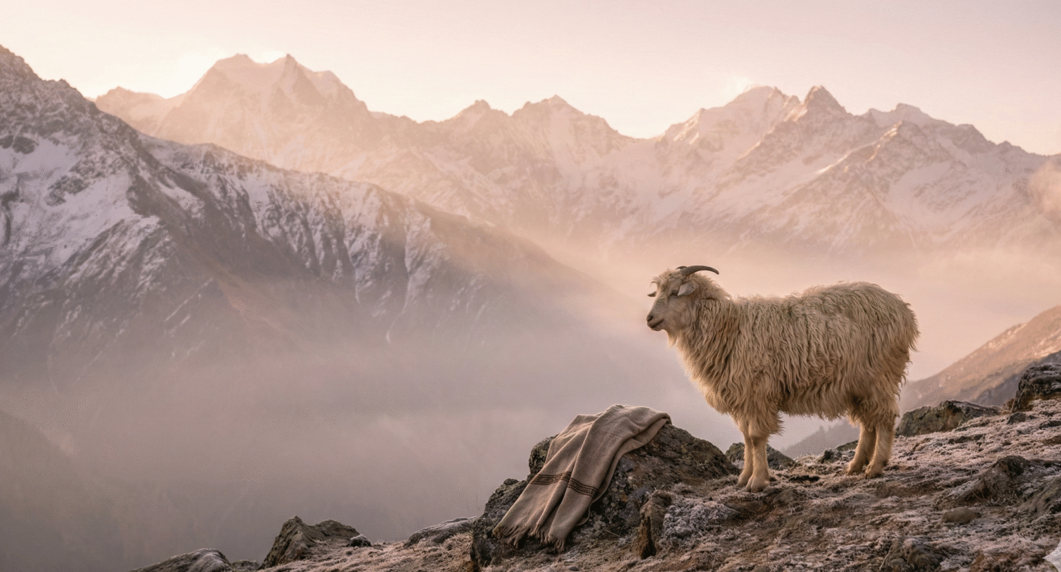 Himalayan scenes with goat.