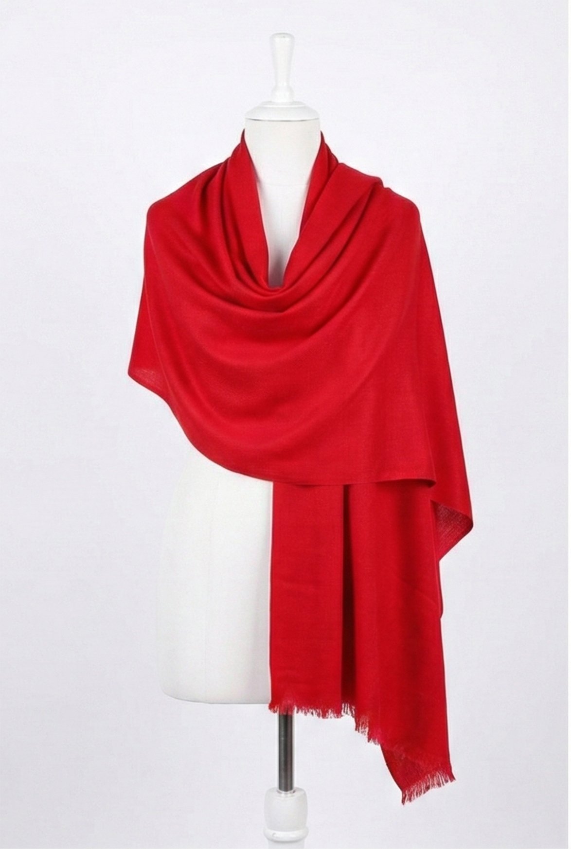 Bright Red Himalayan Handmade Pashmina Shawl