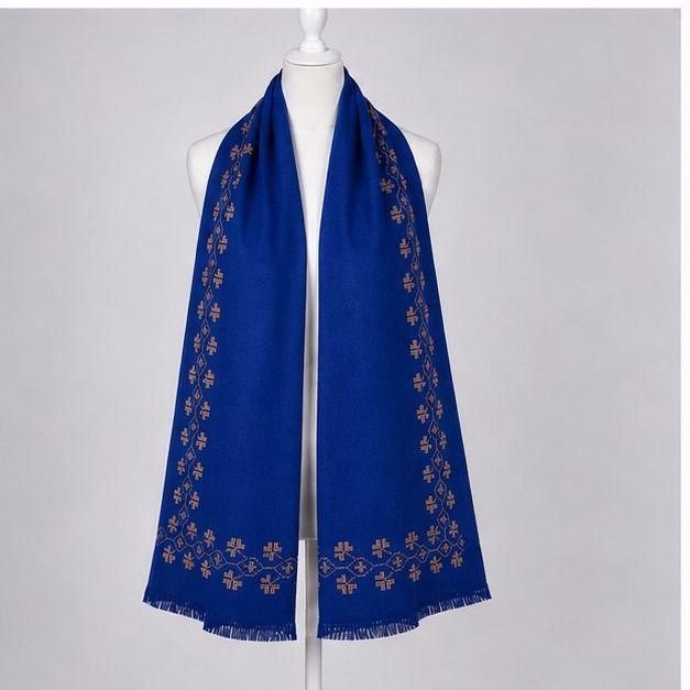 Cobalt Blue Snowflake Gold Himalayan Handmade Embroidered Shawl